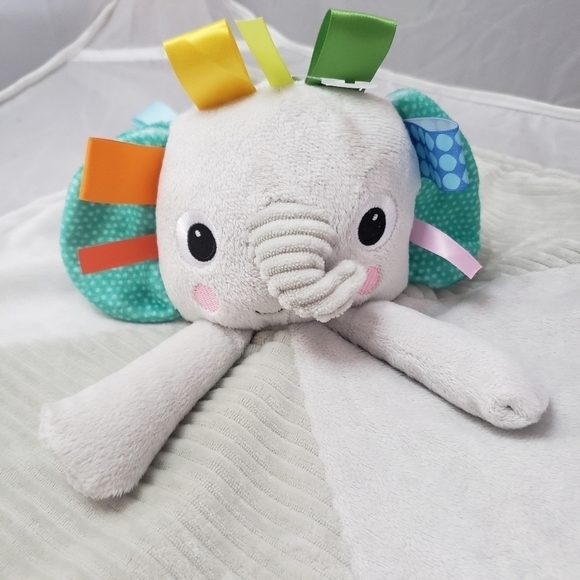 Bright Starts Cuddle‘nTags Elephant Taggie  Lovie Lovey Baby Comfort Blanket EUC - Picture 2 of 16